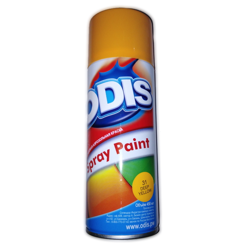Краска-спрей ODIS глубокий желтый DS31 (Китай) 450мл.(12) Краска-спрей ODIS глубокий желтый DS31 (Китай) 450мл.(12)
