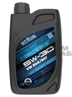 Масло GT Formula PAO 504/507 SAE 5W-30 API SN, ACEA C3 1л.  (18шт)