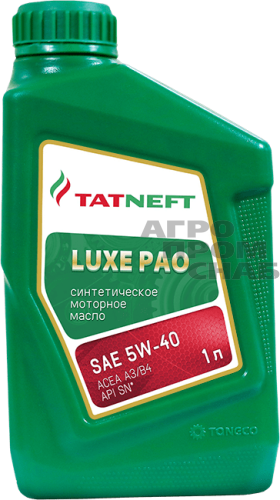 Масло Татнефть моторное LUX РАО API SN, ACEA  A3/B4 5W-40 (синт.) 1л.