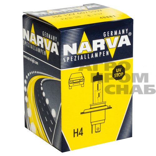 Автолампа галогеновая H4 12V 60/55W P43t-38 Narva