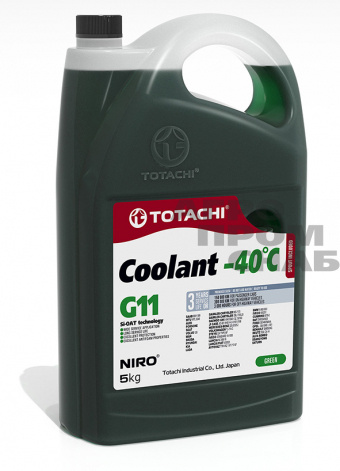 Антифриз TOTACHI NIRO Coolant Green -40C G11 5кг.